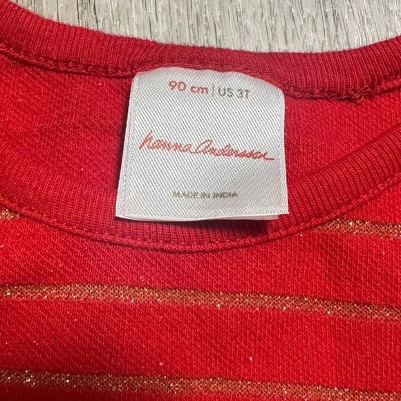 Hanna Andersson Red and Gold Metallic Stripe Romper - Picture 4 of 6